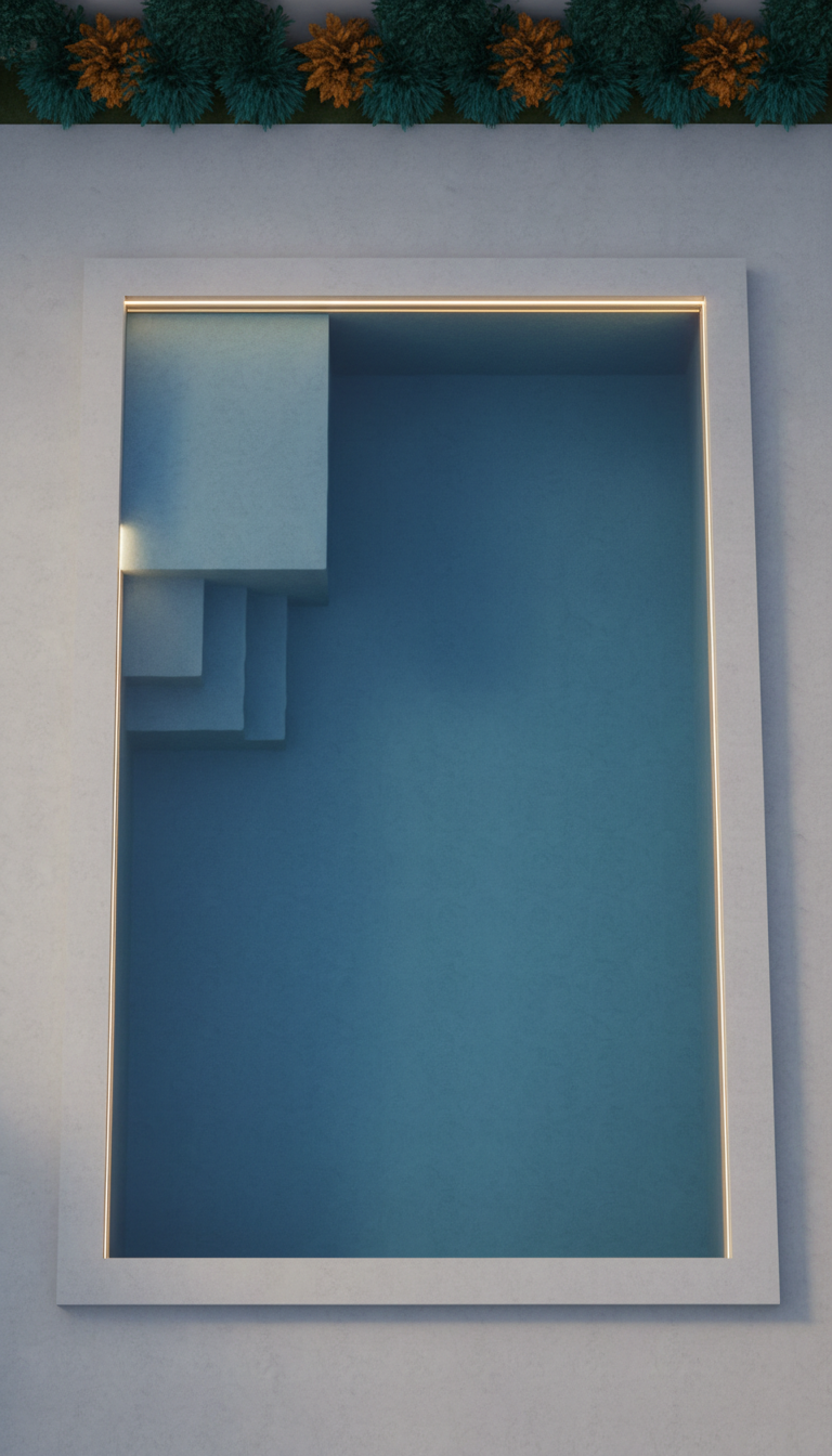 In-ground pool with sun shelf and accent lighting